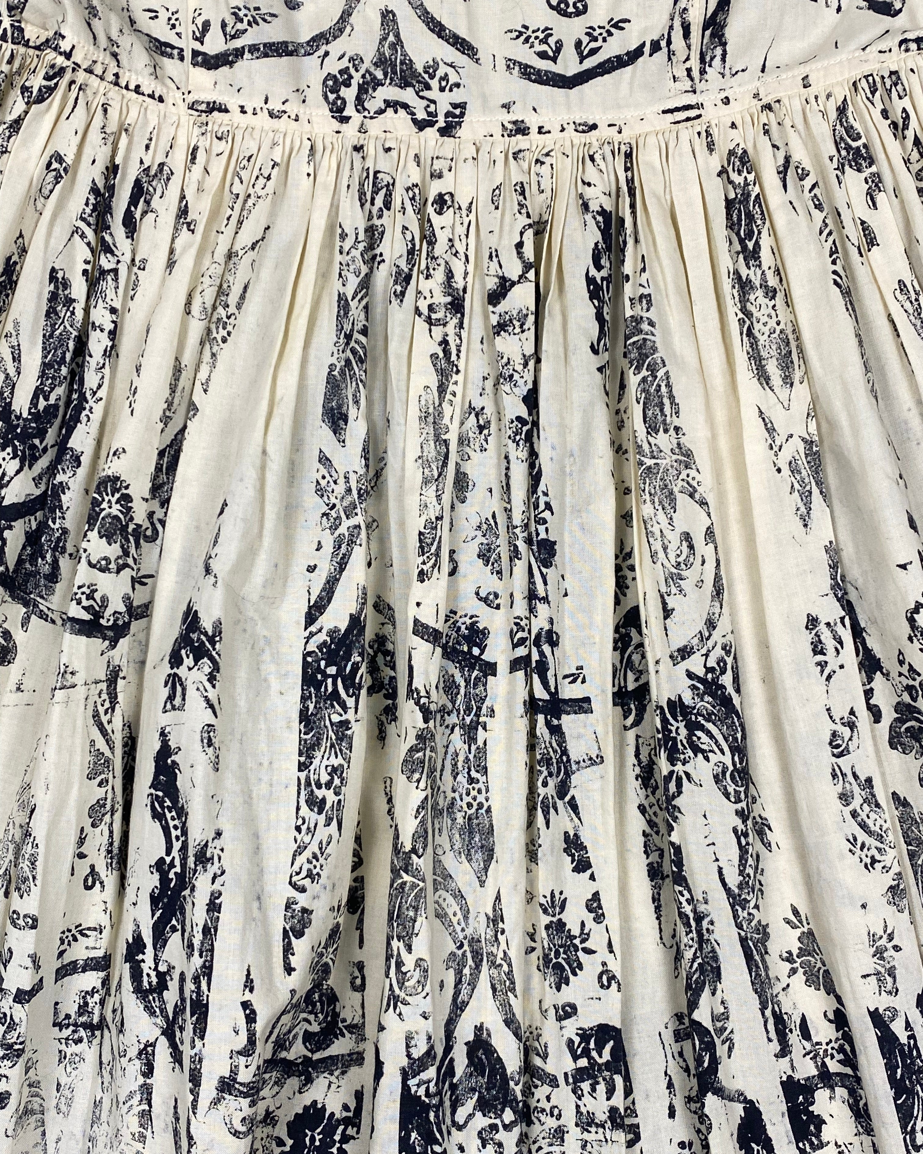 MIU MIU by Miuccia Prada Toile de Jouy Cotton Midi Dress SS 2002