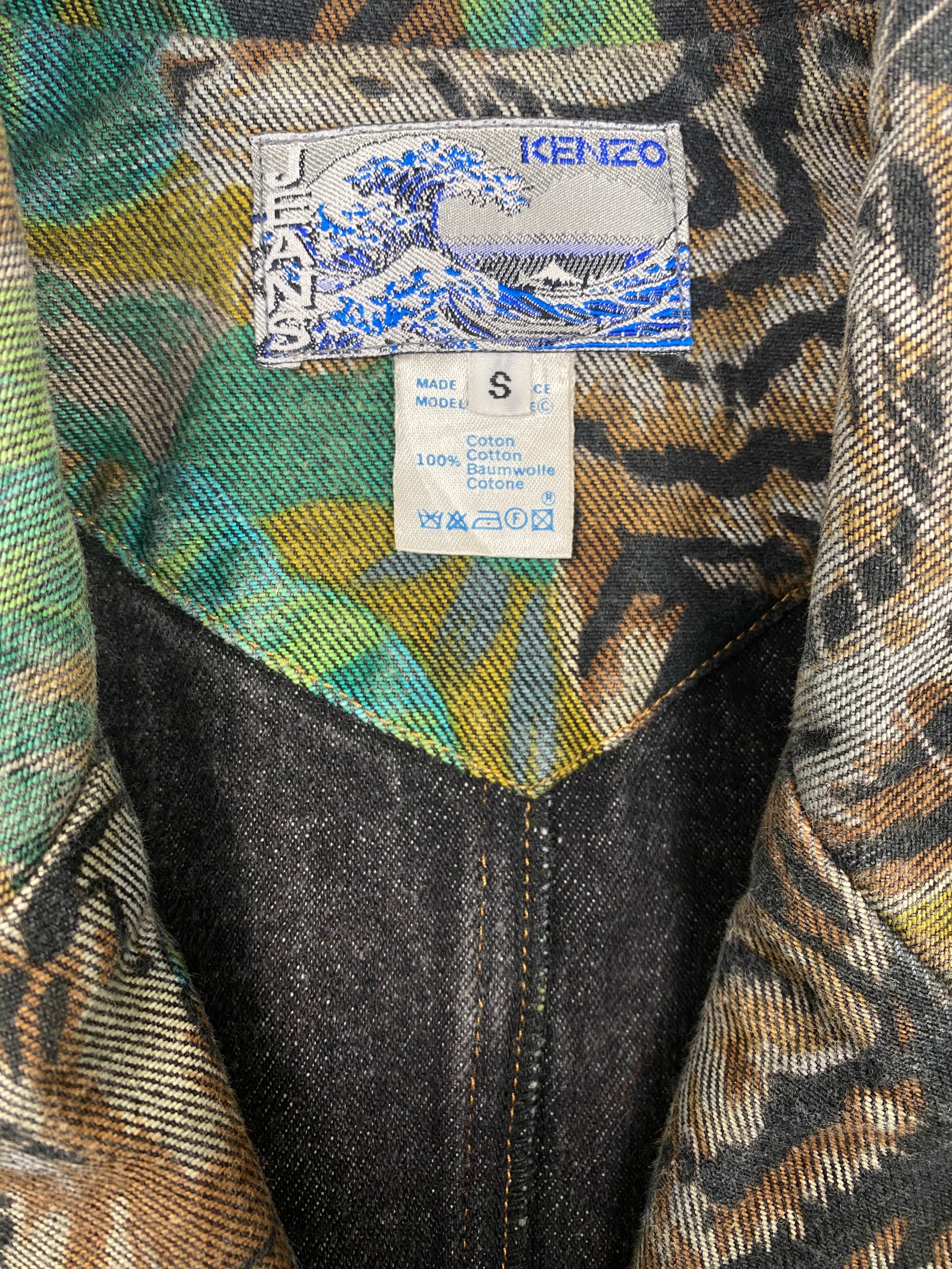 KENZO JUNGLE 1990s Exotic Jungle Print Safari Blazer