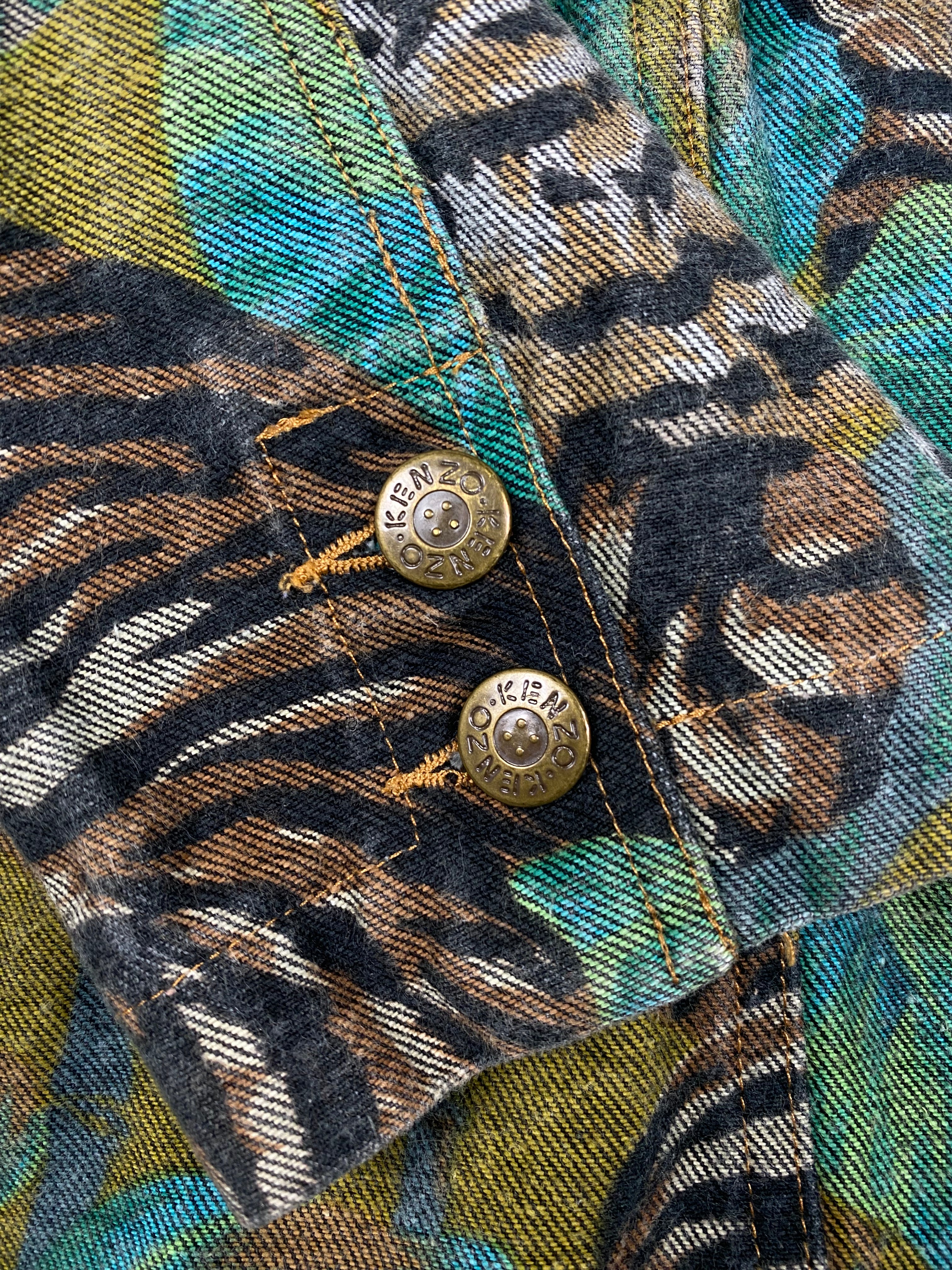 KENZO JUNGLE 1990s Exotic Jungle Print Safari Blazer