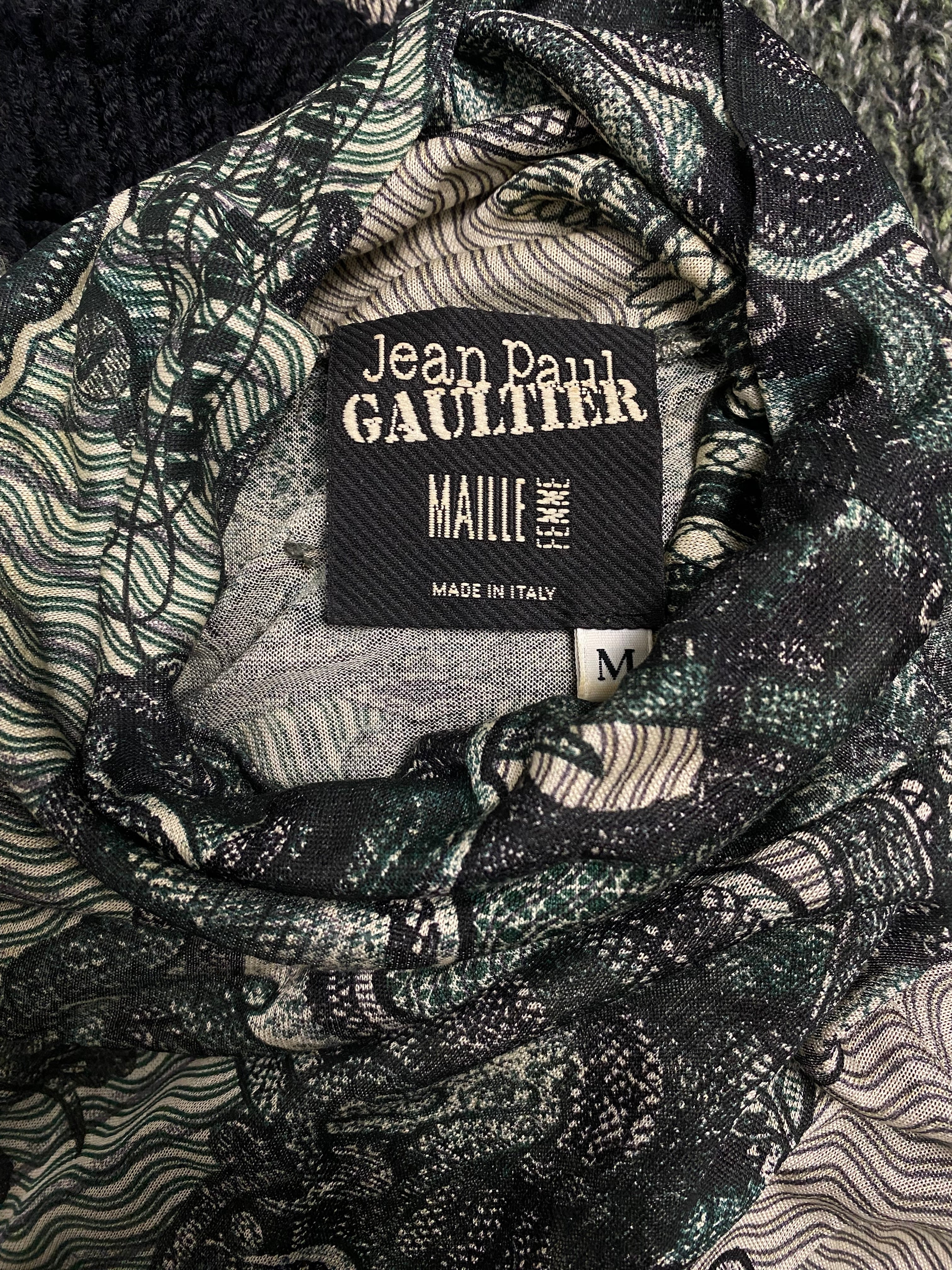 JEAN PAUL GAULTIER Collector “Dollar Bill” Turtleneck Top FW 1994