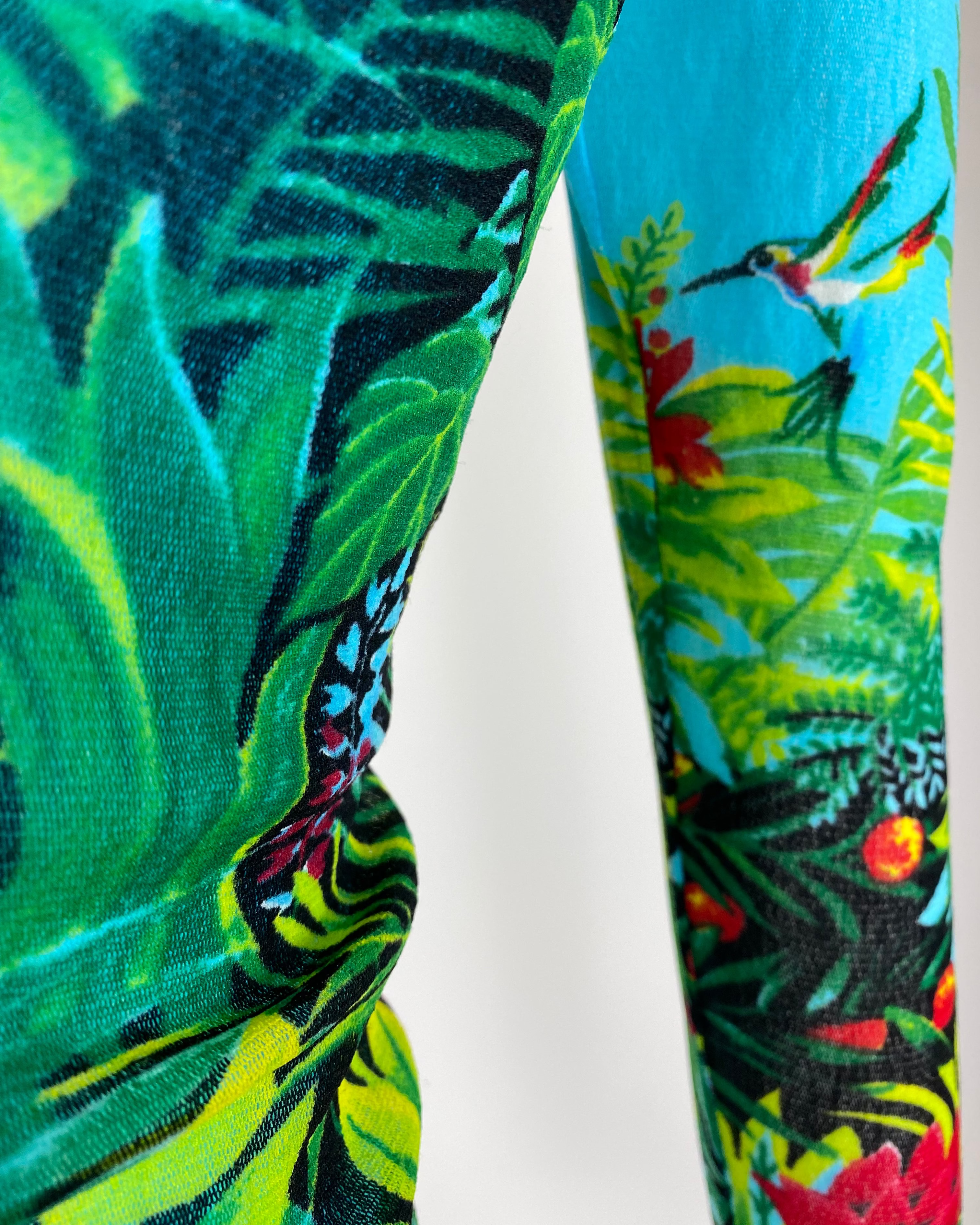 KENZO JUNGLE Floral Hummingbird Print Mesh set Top & Undershirt circa 2000