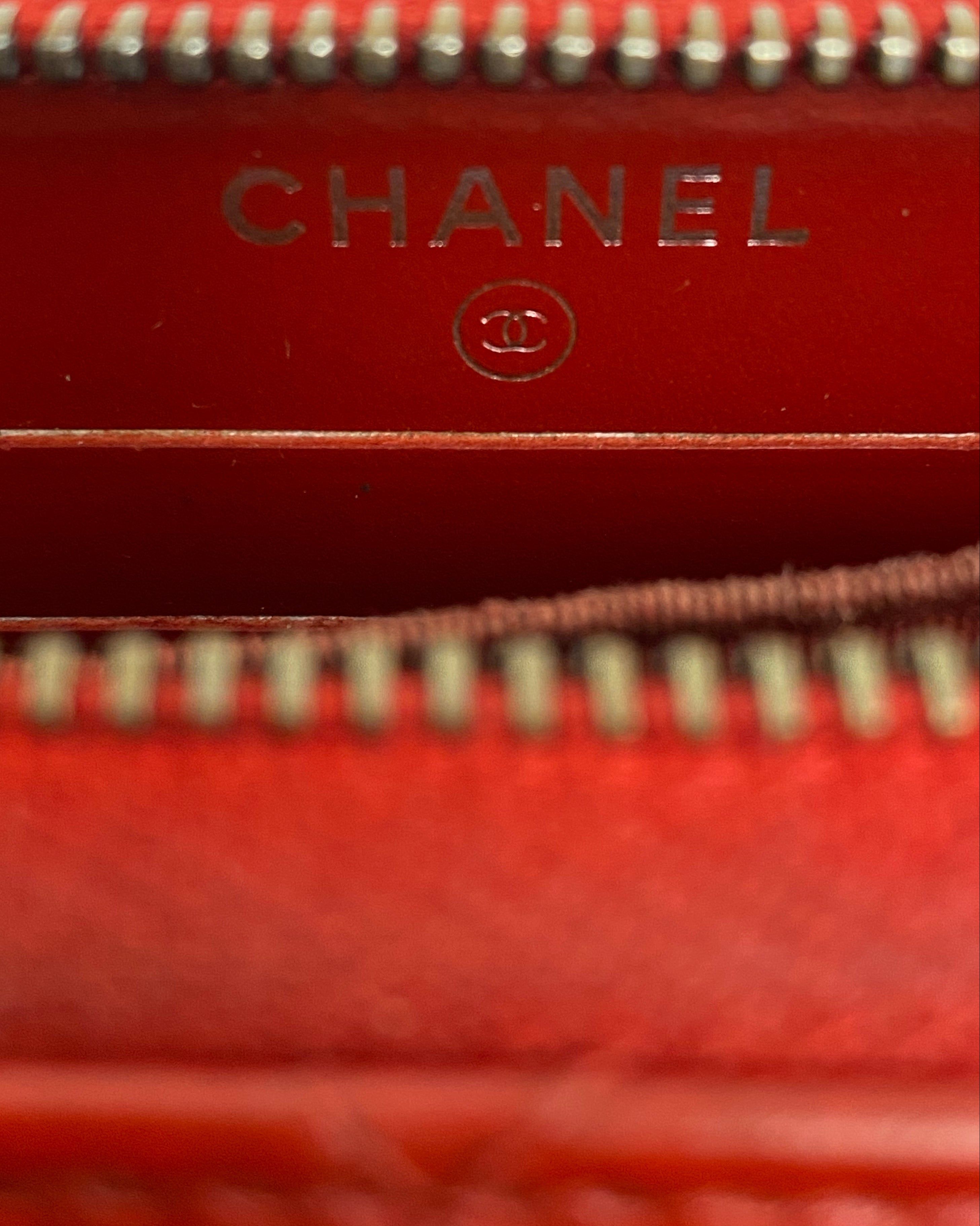 CHANEL Red Lambskin Leather Wallet