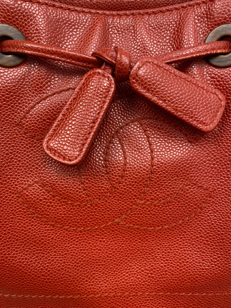 CHANEL Red Caviar Leather CC Bucket Bag 2002