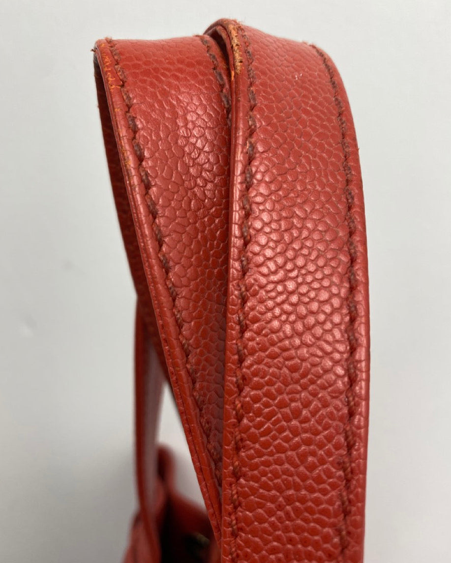 CHANEL Red Caviar Leather CC Bucket Bag 2002