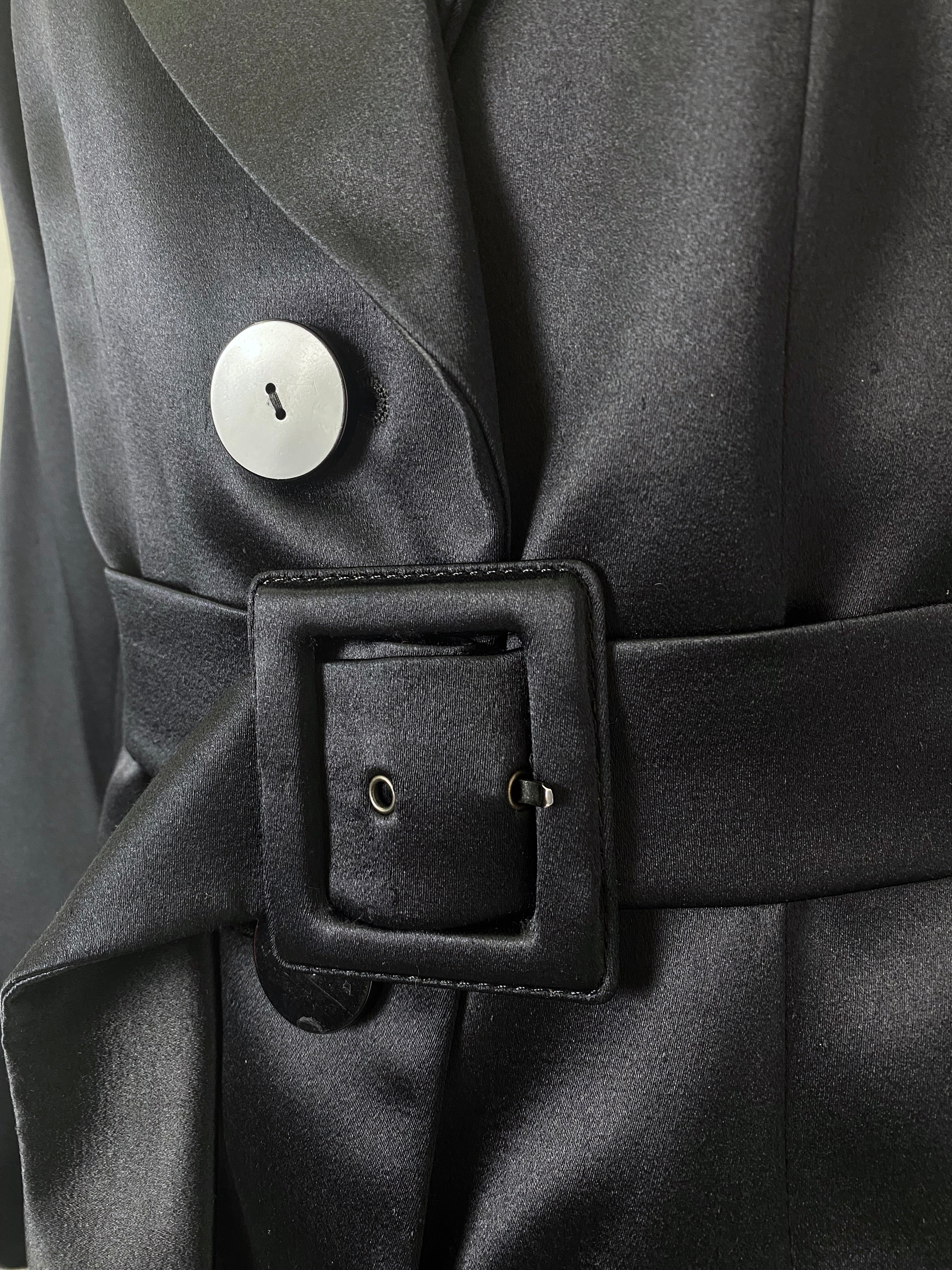 YVES SAINT LAURENT Rive Gauche Black Satin Safari Jacket & Trousers set 1990