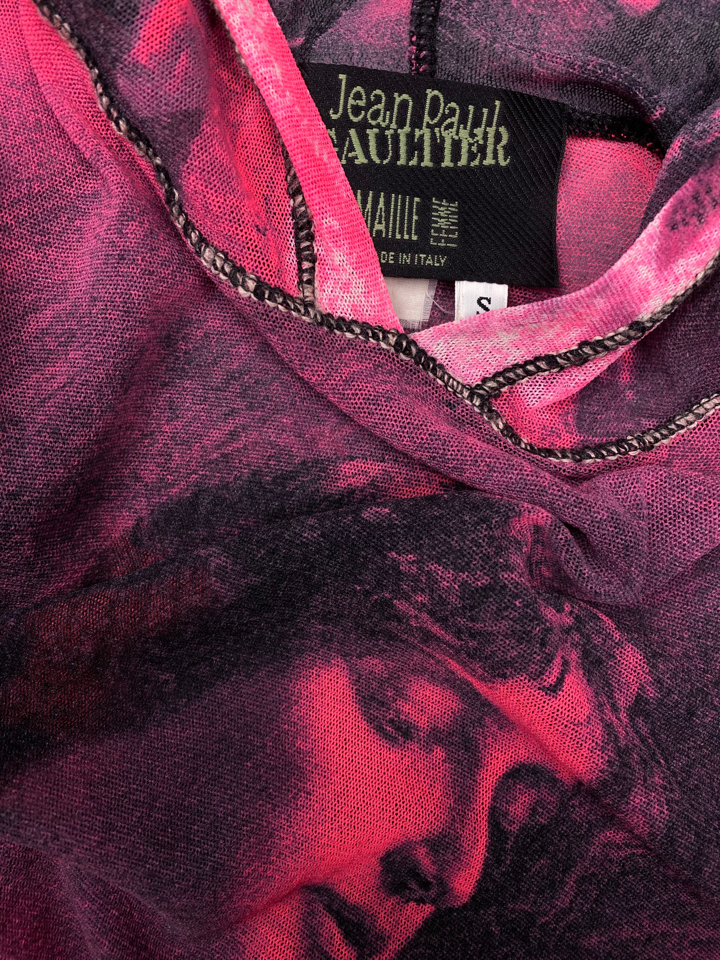 JEAN PAUL GAULTIER Printed mesh Hoodie FW 2003
