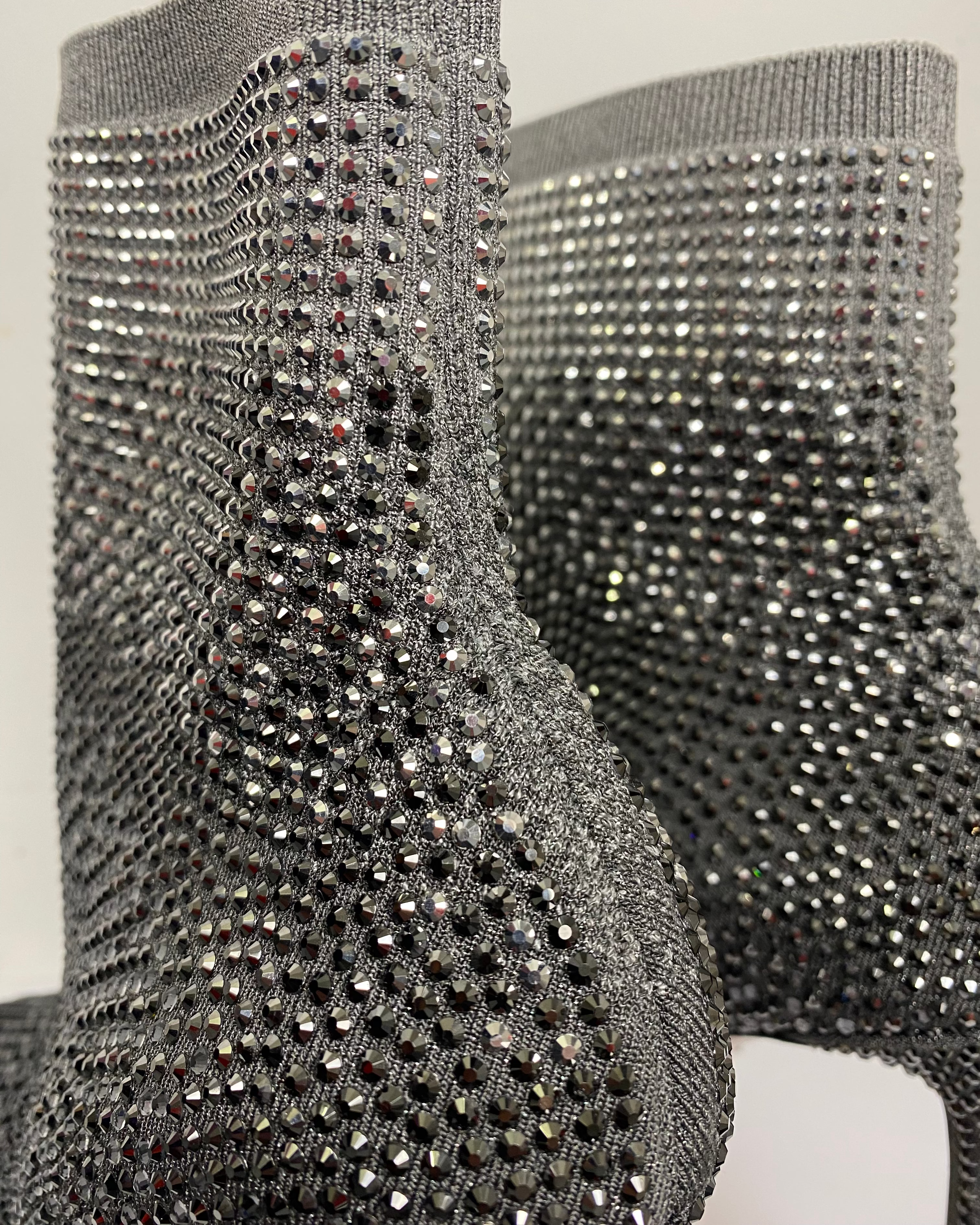 CASADEI Pull On Gradient Crystal Ankle Sock Booties size 39