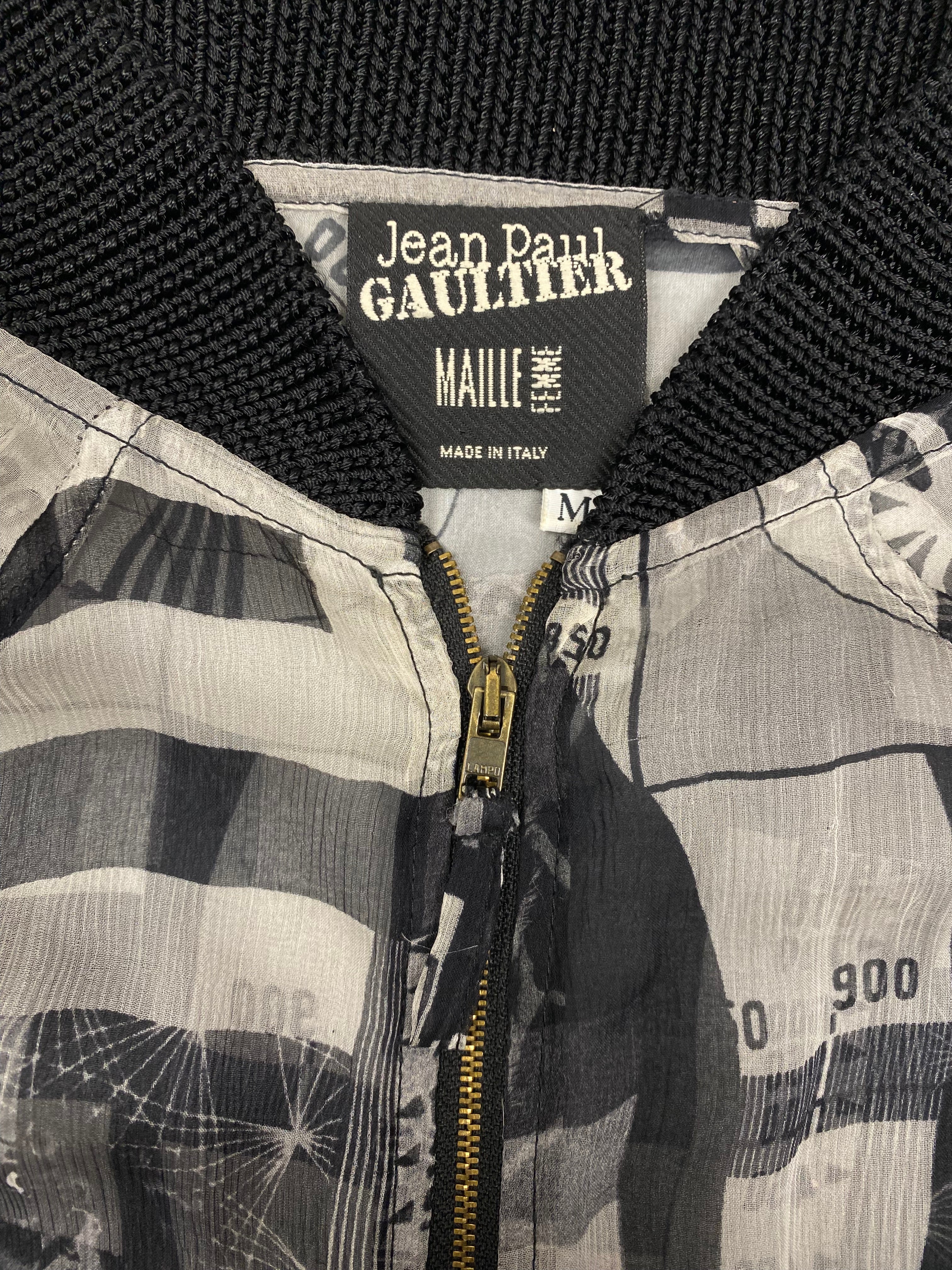 JEAN PAUL GAULTIER Rare Graphic print silk Bomber Jacket