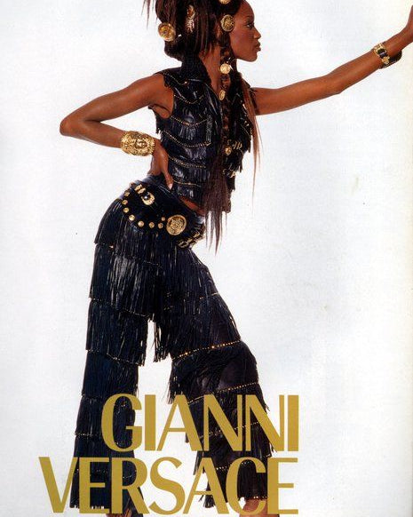 GIANNI VERSACE gold tone native Indian crystal ring 1990