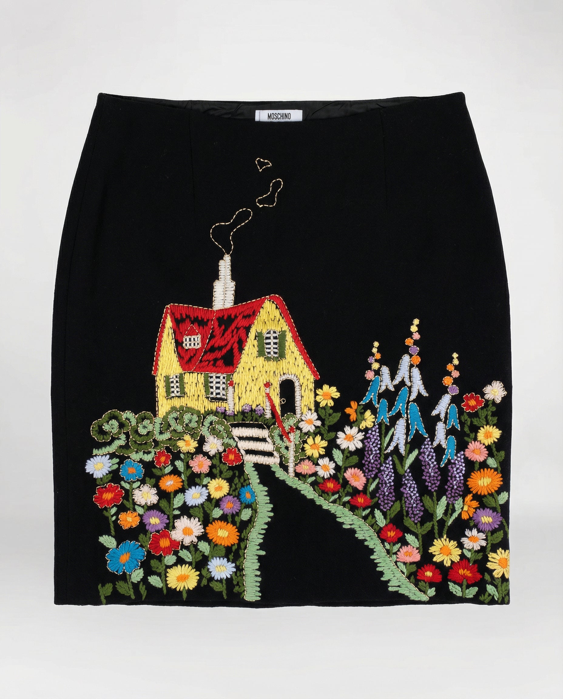 MOSCHINO Cheap & Chic hand embroidered skirt FW 2001