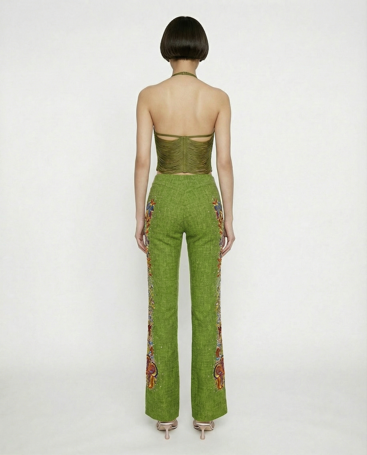 CHRISTIAN DIOR by John Galliano Embroidered Linen Pants SS 2002