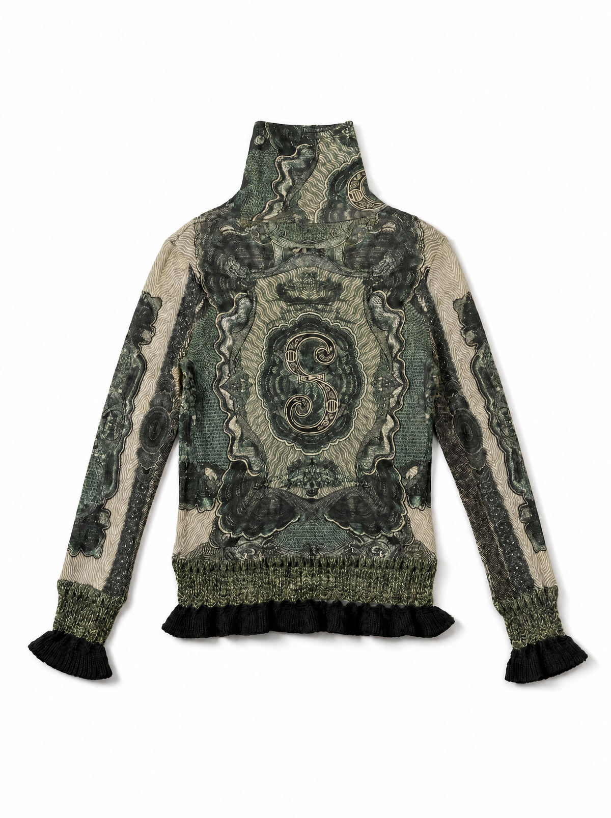 JEAN PAUL GAULTIER Collector “Dollar Bill” Turtleneck Top FW 1994