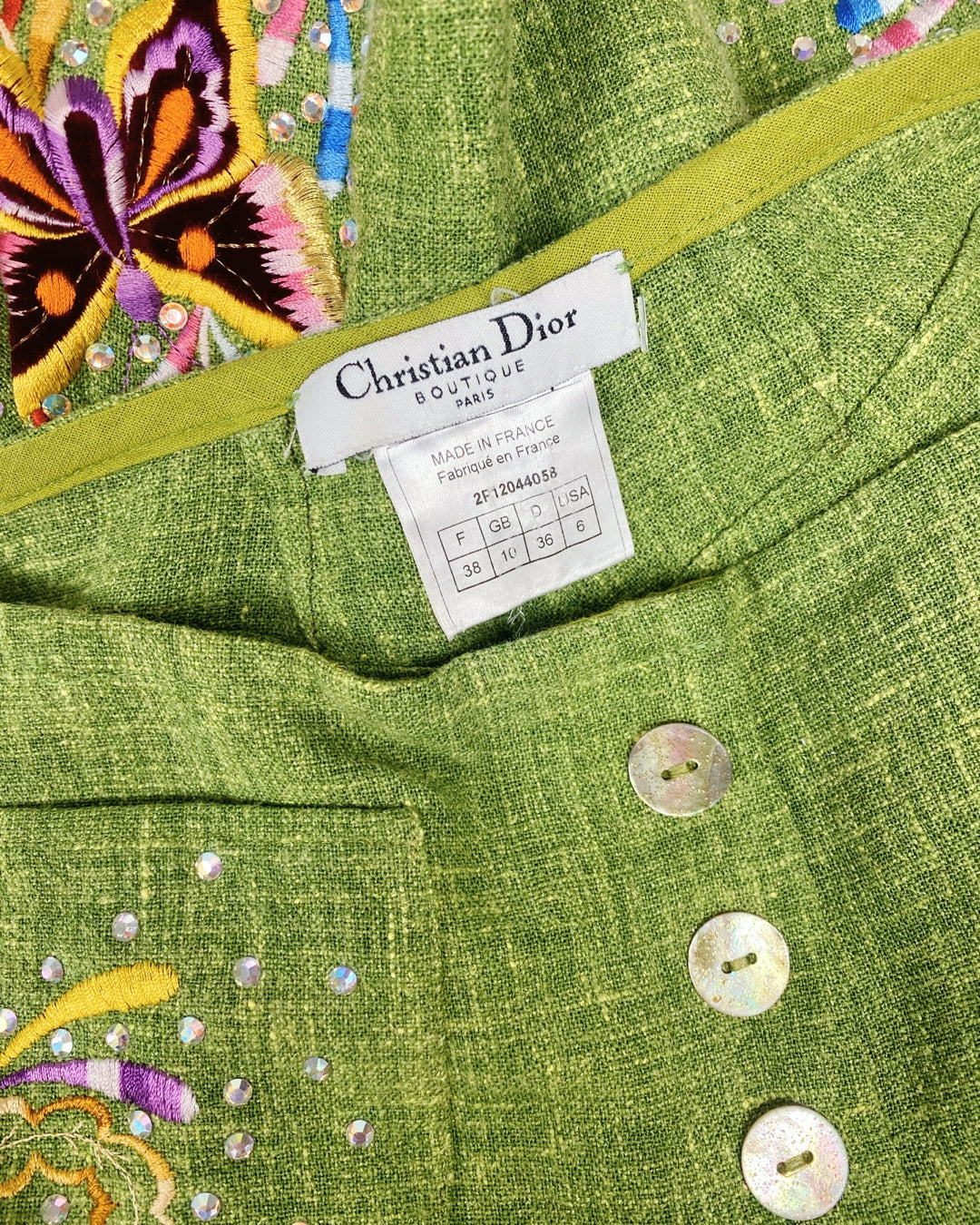 CHRISTIAN DIOR by John Galliano Embroidered Linen Pants SS 2002