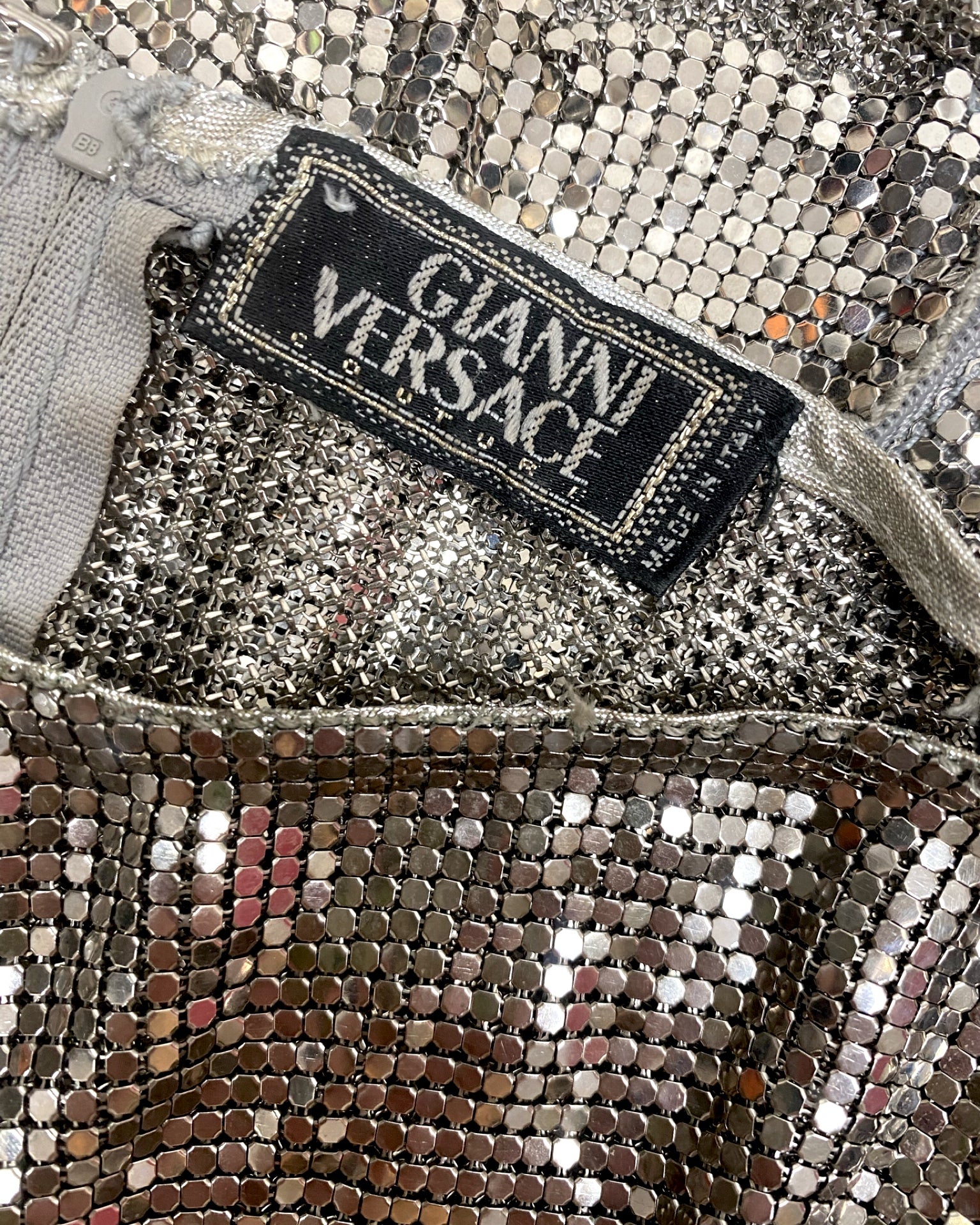 VERSACE GIANNI Silver oroton metal mesh vest FW 1994